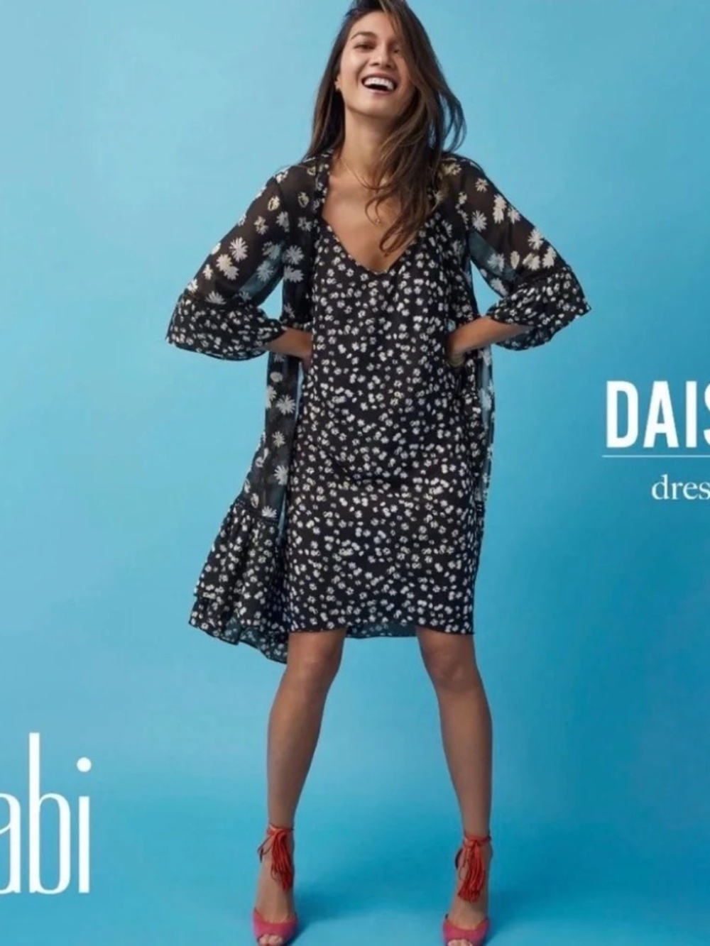 CAbi Black Daisy Dress Tie-Waist Ruffle Style 5816